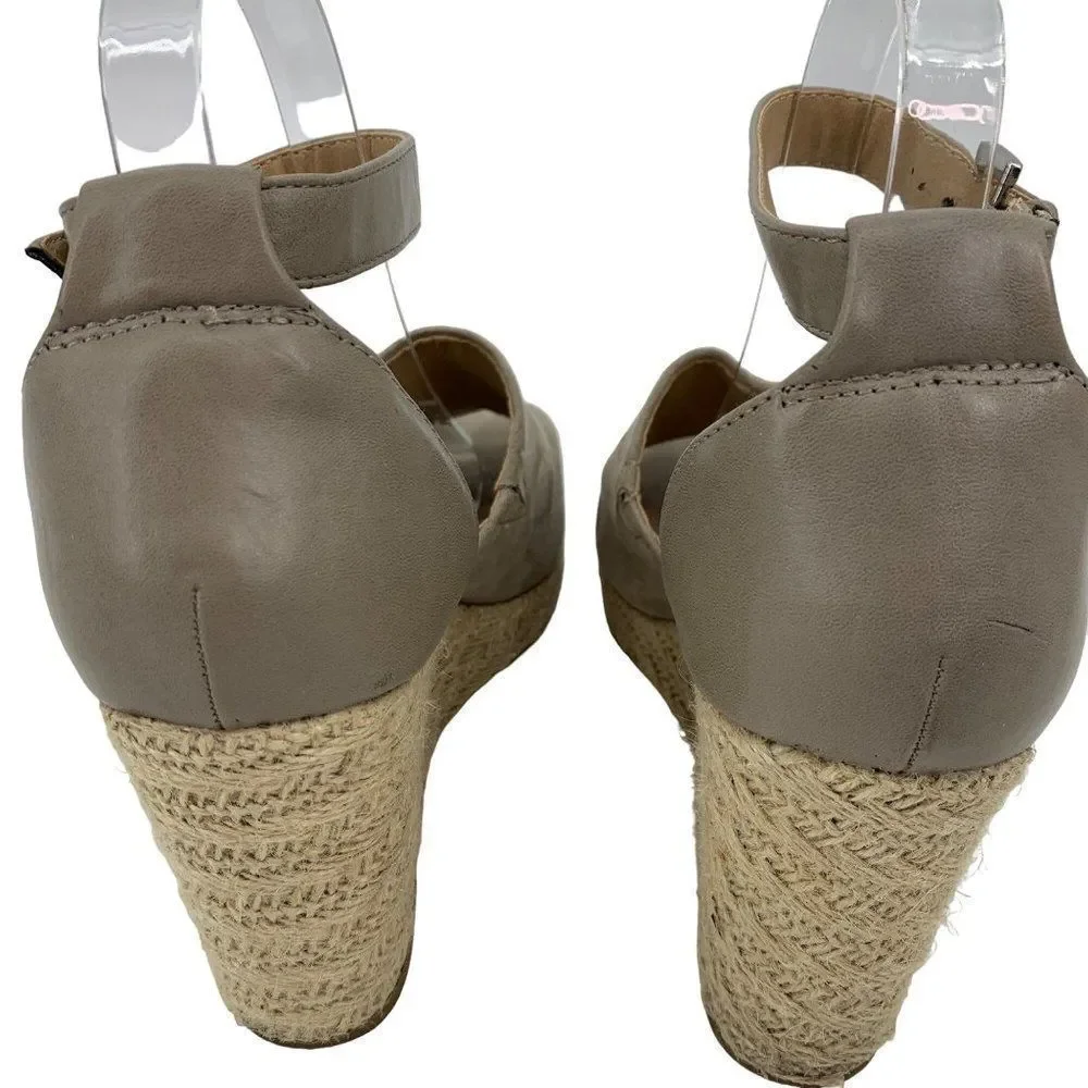 Big Buddha Womens Gray Suede Espadrille Platform Wedge Sandals Size 9 2306 shoes